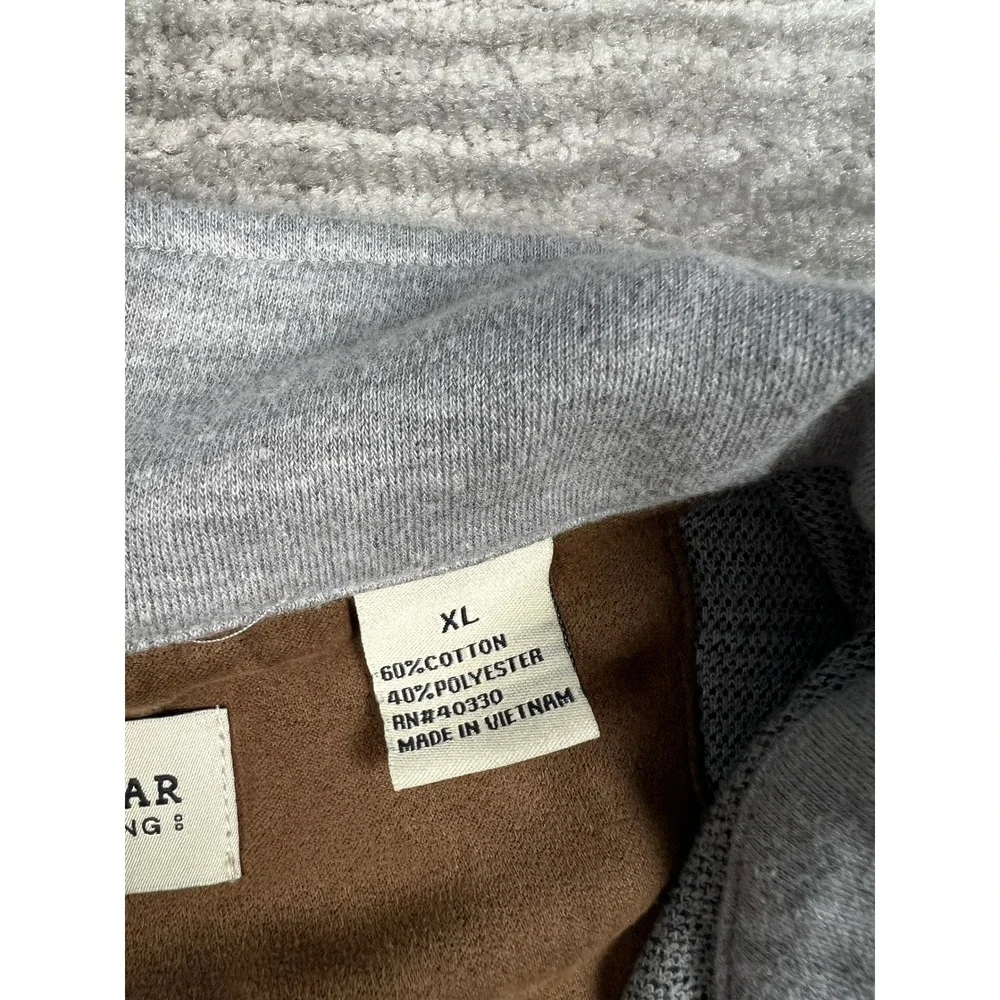 Haggar Pullover Mens XL Grey Houndstooth Quarter Zip Mock Neck Cotton Blend